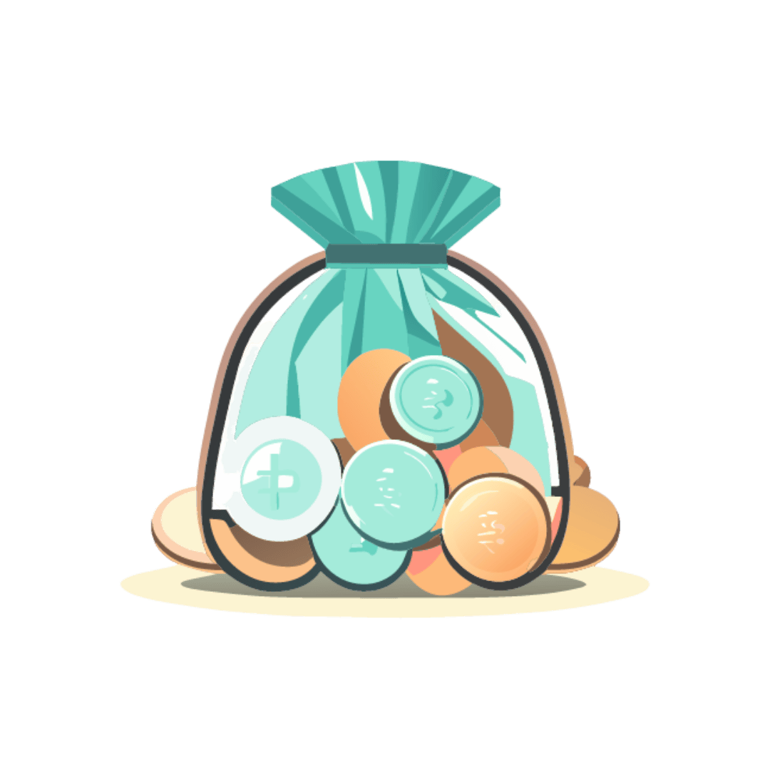 Ilustración de una bolsa con monedas, diseñada para enriquecer el aspecto visual del blog de viajes.