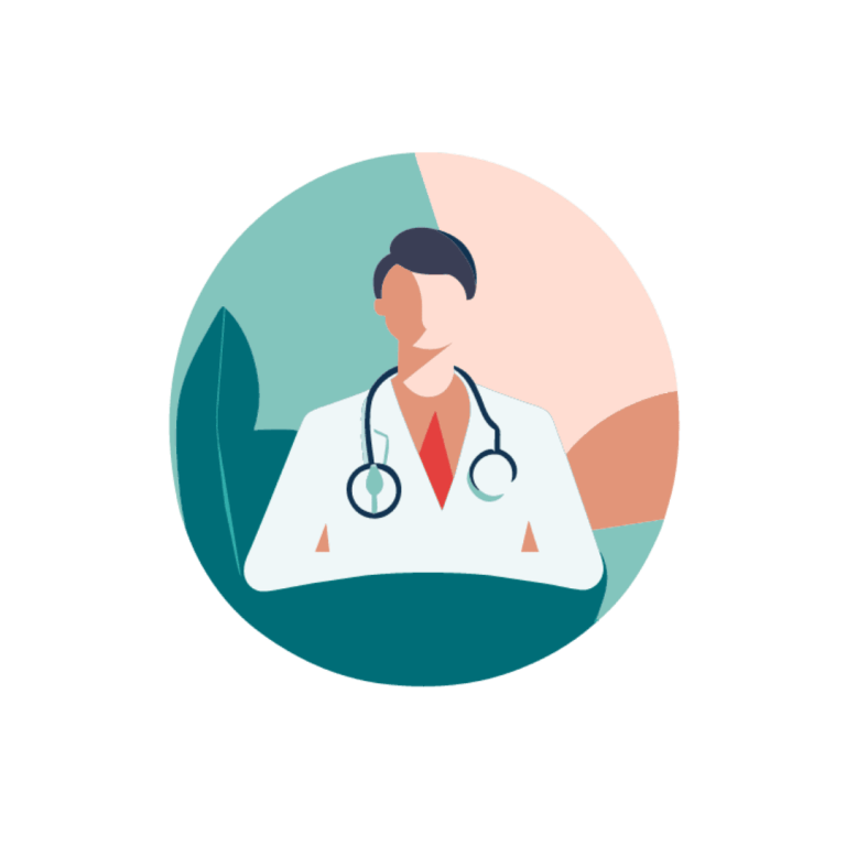 Ilustração de um médico, criada para enriquecer o aspecto visual do blog de viagens.