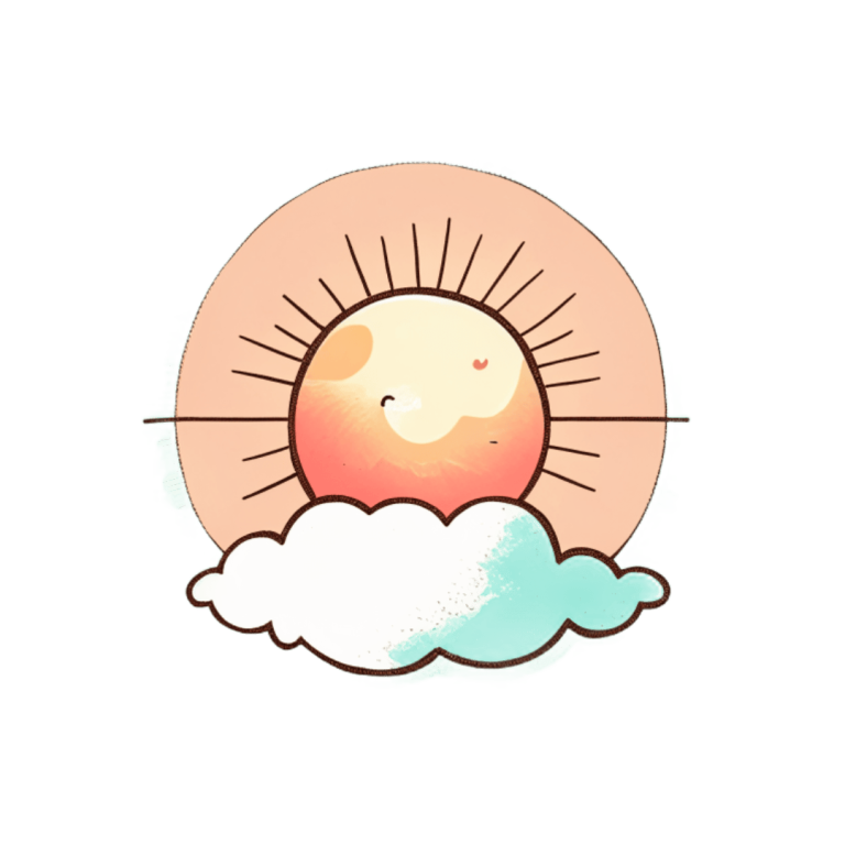 Ilustración de sol y nubes, diseñada para enriquecer el aspecto visual del blog de viajes.