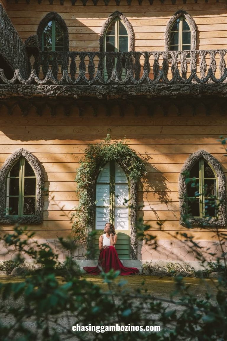 woman in Chalet of the countess of Edla in Pena Palace, Sintra.