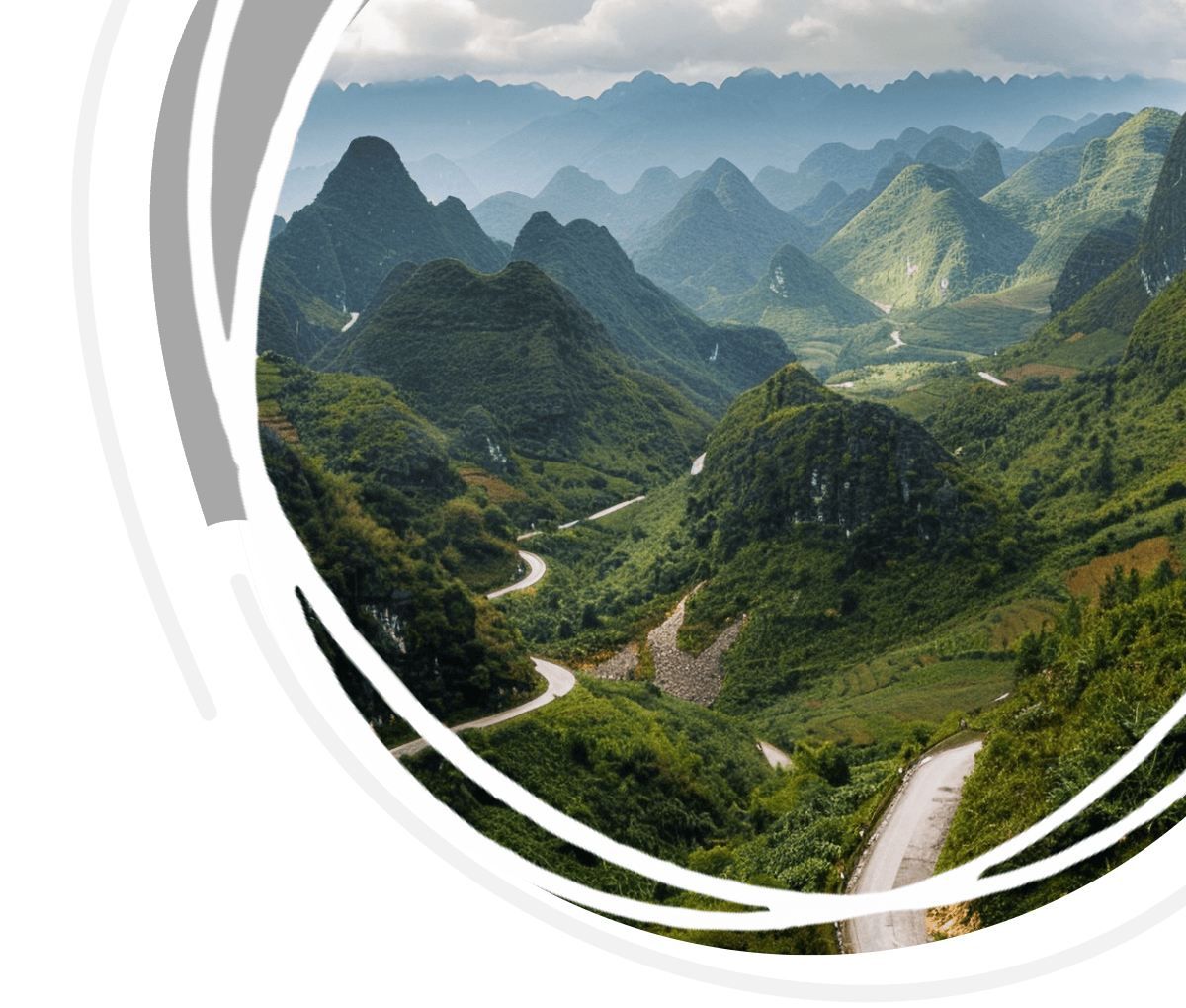 Cover of the Ha Giang Loop guide which features a view of the mountainous area observed from the route.