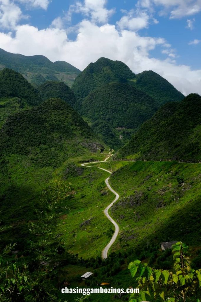 Aerial view of part of the Ha Giang loop itinerary.