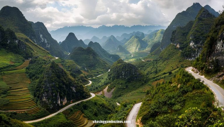 Beautiful mountainous area observed during the Ha Giang loop route.