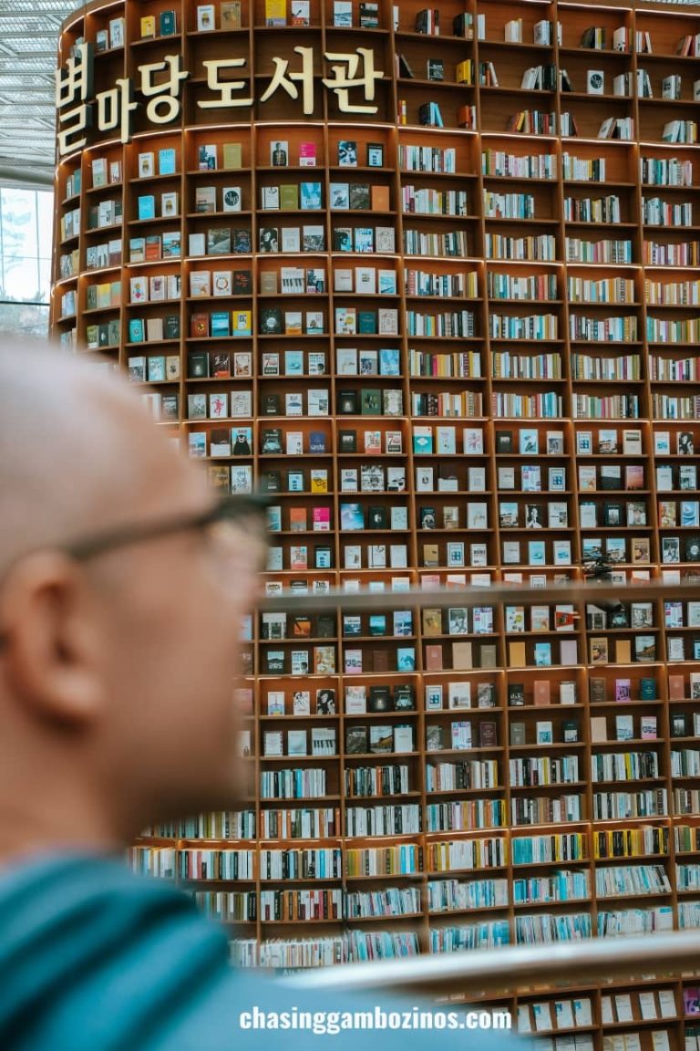 man in most beautiful Seoul library.