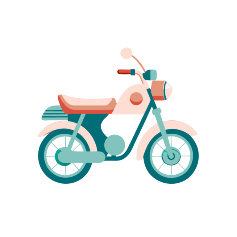 Ilustração de uma mota, criada para enriquecer o aspecto visual do blog de viagens.