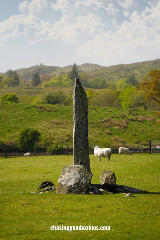 A standing stone at Kilmartin Glen, a stop during the Edinburgh to Isle of Skye tour.
