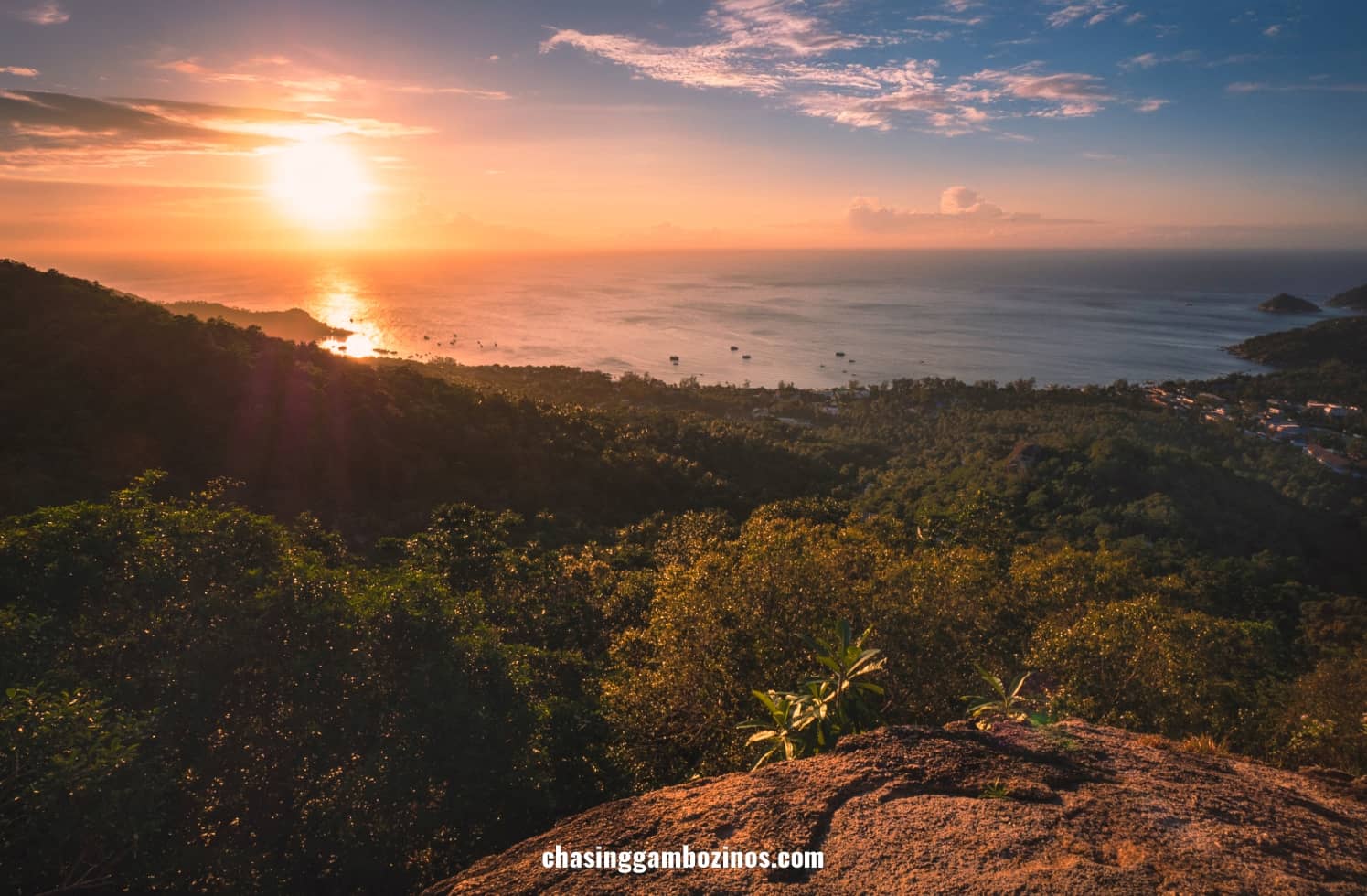 View from one of the best viewpoints in Koh Tao for sunset, West Coast Viewpoint.