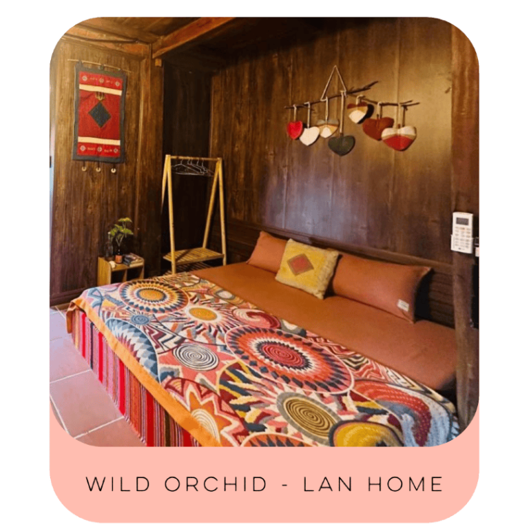 Adorable bedroom at Wild Orchid Lan Home, northern Vietnam.
